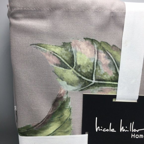 Nicole Miller Sunflower Script Fall Tablecloth Aqua White Gray 60x120 Fabric - Picture 8 of 11